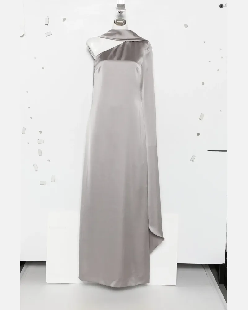 Solace London Newman one-shoulder cape maxi dress - Silber Silber