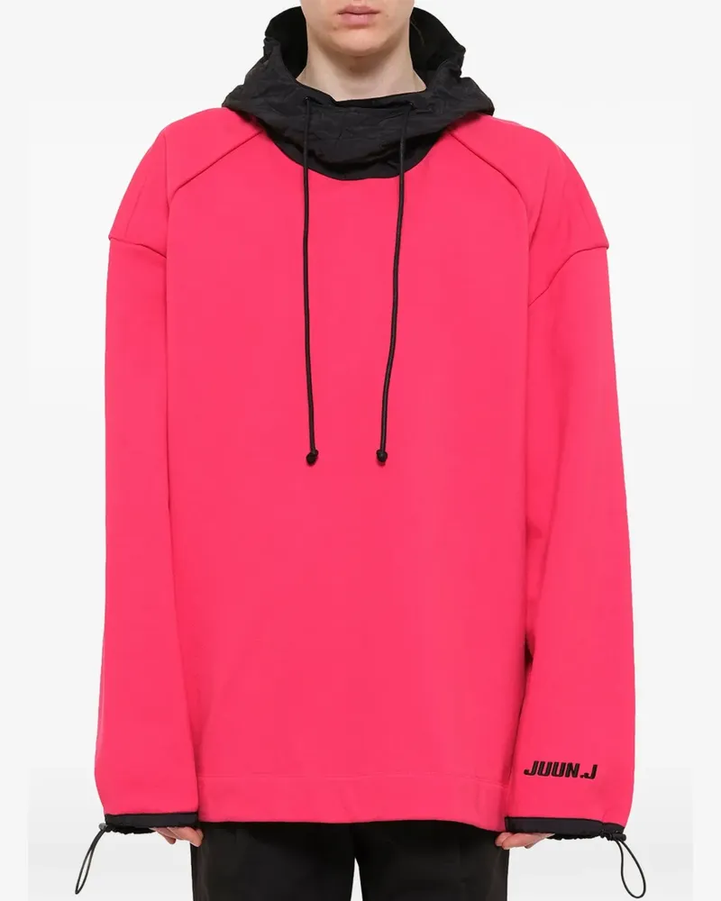 JUUN.J logo-print drawstring-cuff hoodie - Rosa Rosa