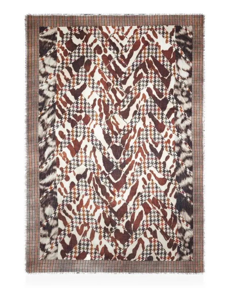 Pierre-Louis Mascia printed frayed-edge scarf - Nude Nude