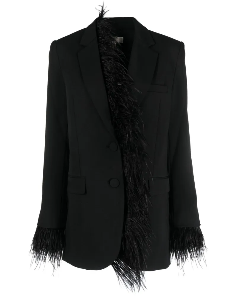 Michael Kors crepe feather-trim blazer Schwarz