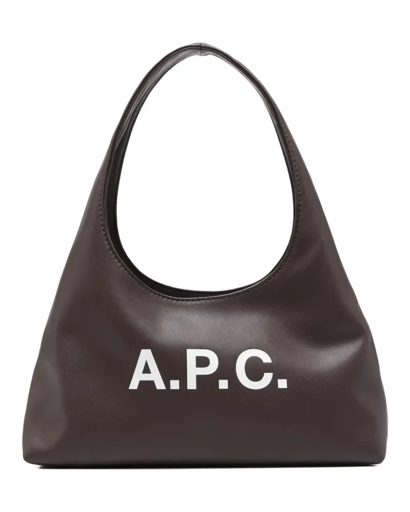 A.P.C. Kleine Schultertasche mit Logo-Schild - Braun Braun