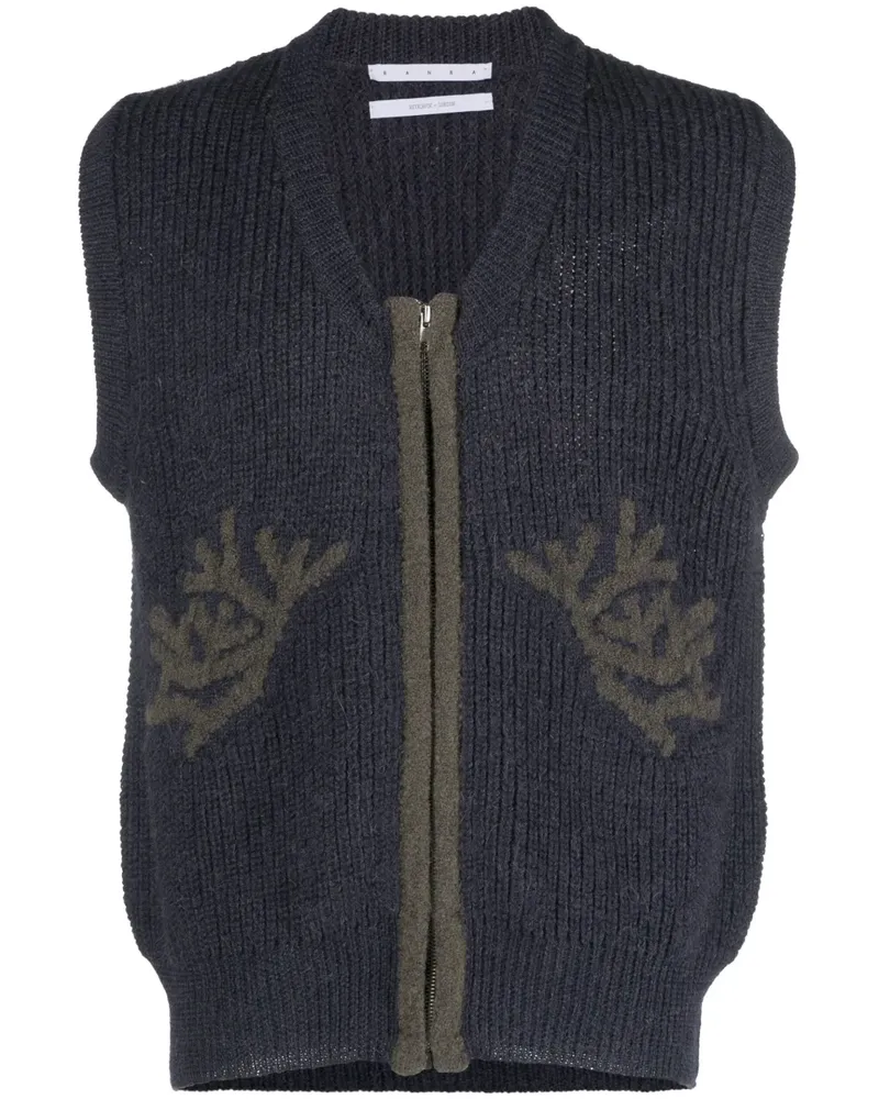 RANRA Gestrickte Fundur Weste - Blau Blau