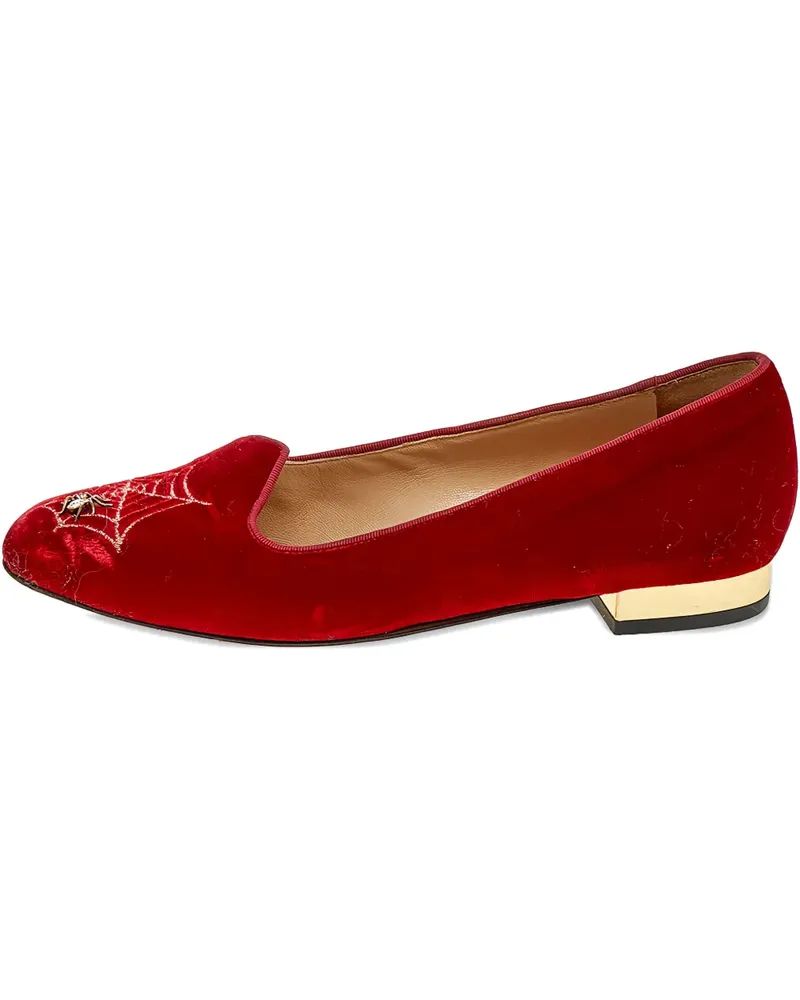 Charlotte Olympia Pre-owned Samt-Loafer mit Spinnennetz - Rot Rot