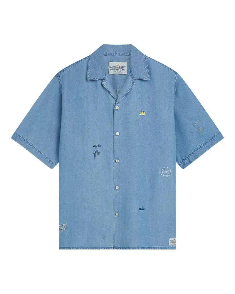 Scotch&Soda x Basquiat embroidered short-sleeve shirt - Blau Blau