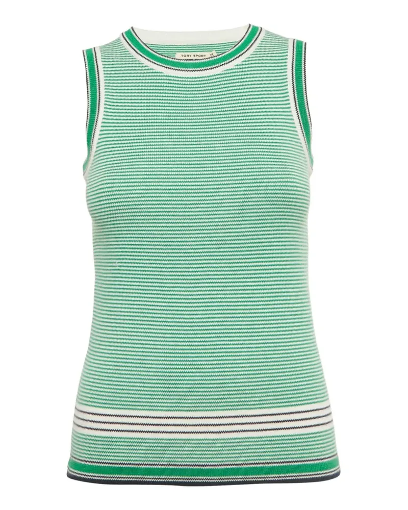 Tory Sport Gestreiftes Tanktop mit rundem Ausschnitt - Grün Grün