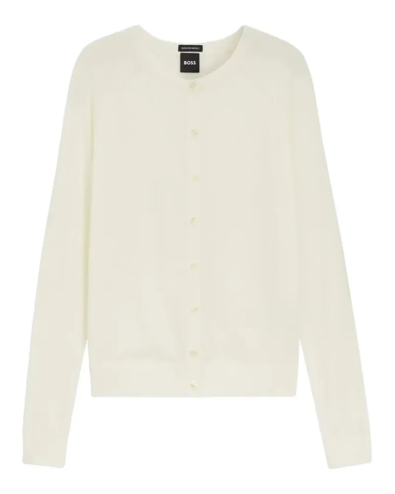 HUGO BOSS Cardigan aus superfeiner Merinowolle mit Rundhalsausschnitt - Nude Nude