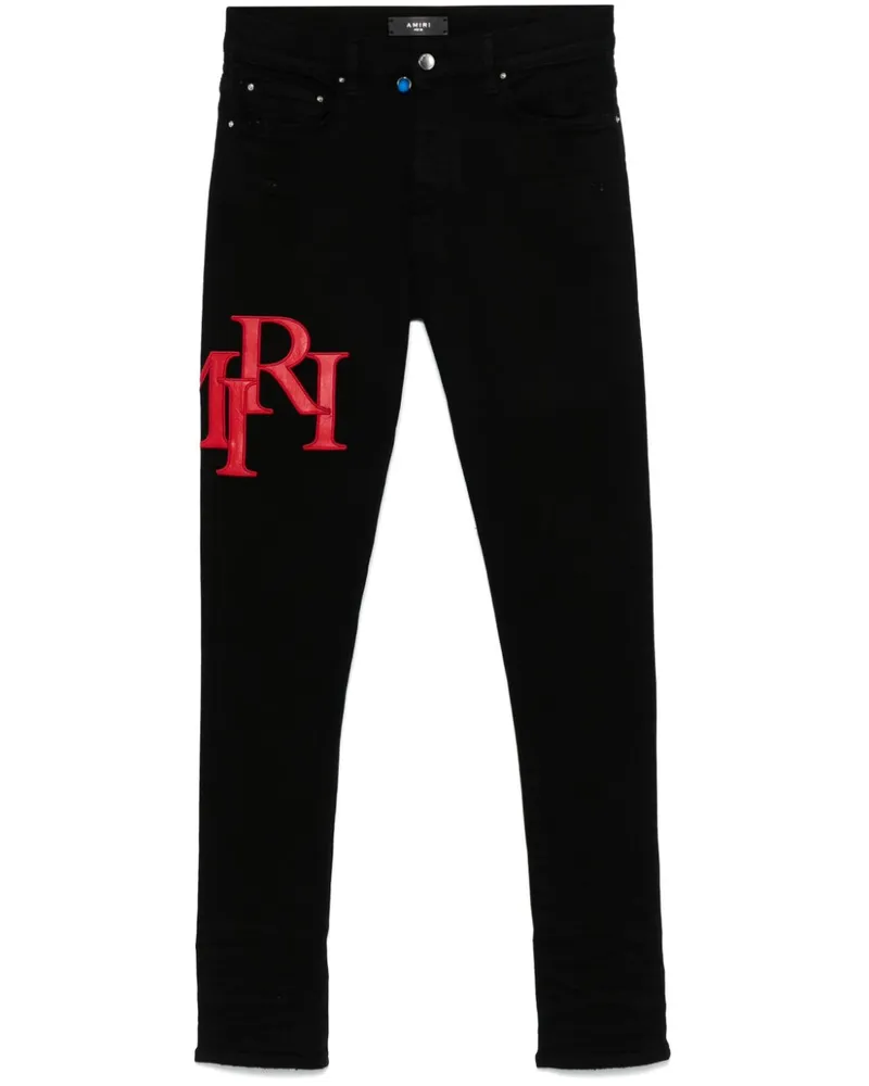 Amiri Staggered Jeans mit Logo-Stickerei - Schwarz Schwarz