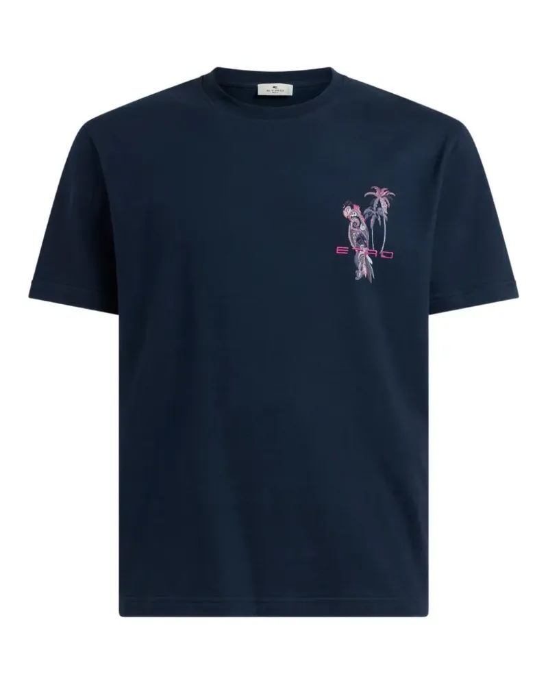 Etro parrot-embroidered T-shirt - Blau Blau