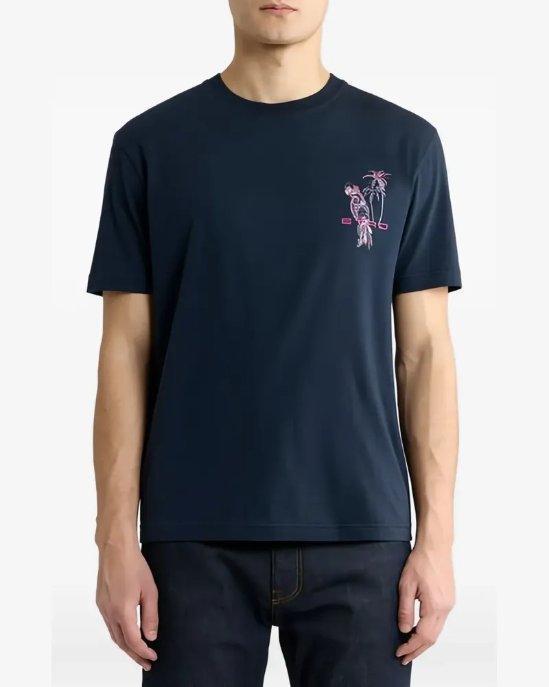 Etro T-Shirt mit Papageienstickerei - Blau Blau