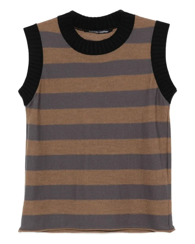 Hannes Roether Gestreiftes Trägershirt - Braun Braun