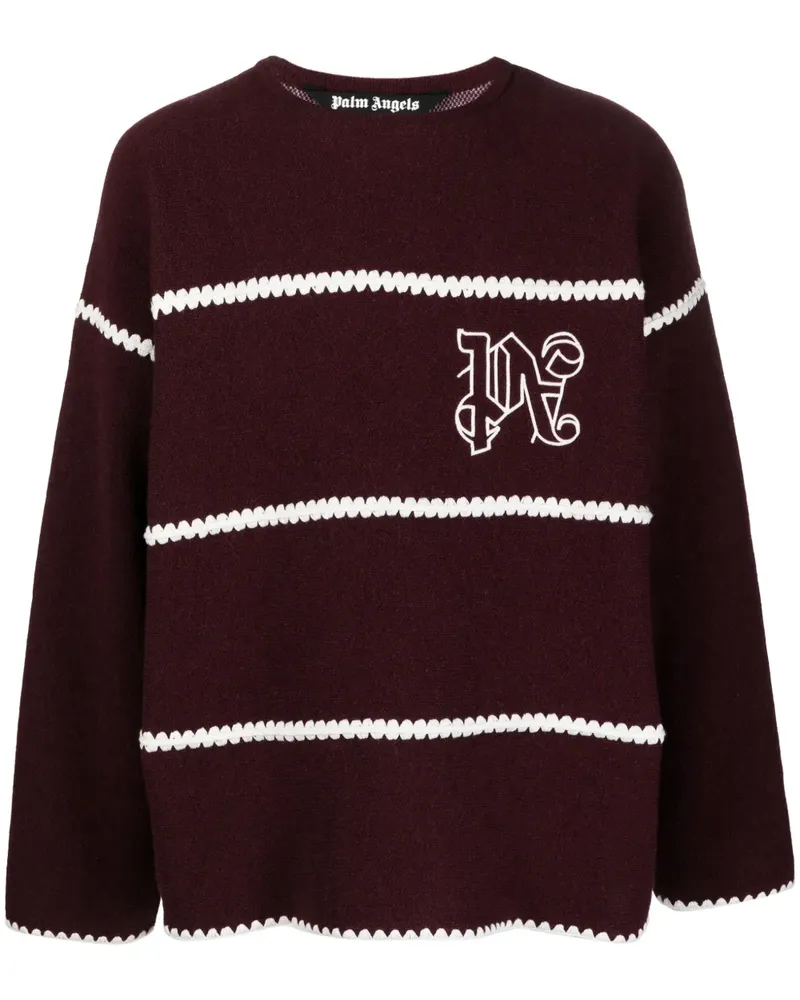 Palm Angels Gestreifter Pullover mit Monogramm - Rot Rot