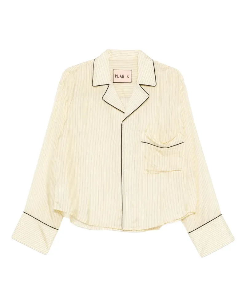 PLAN C Gestreiftes Hemd-Set mit Paspeln - Gelb Gelb