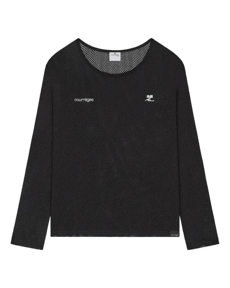 Courrèges Langarmshirt mit Logo - Schwarz Schwarz