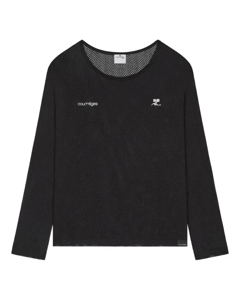 Courrèges Langarmshirt mit Logo - Schwarz Schwarz