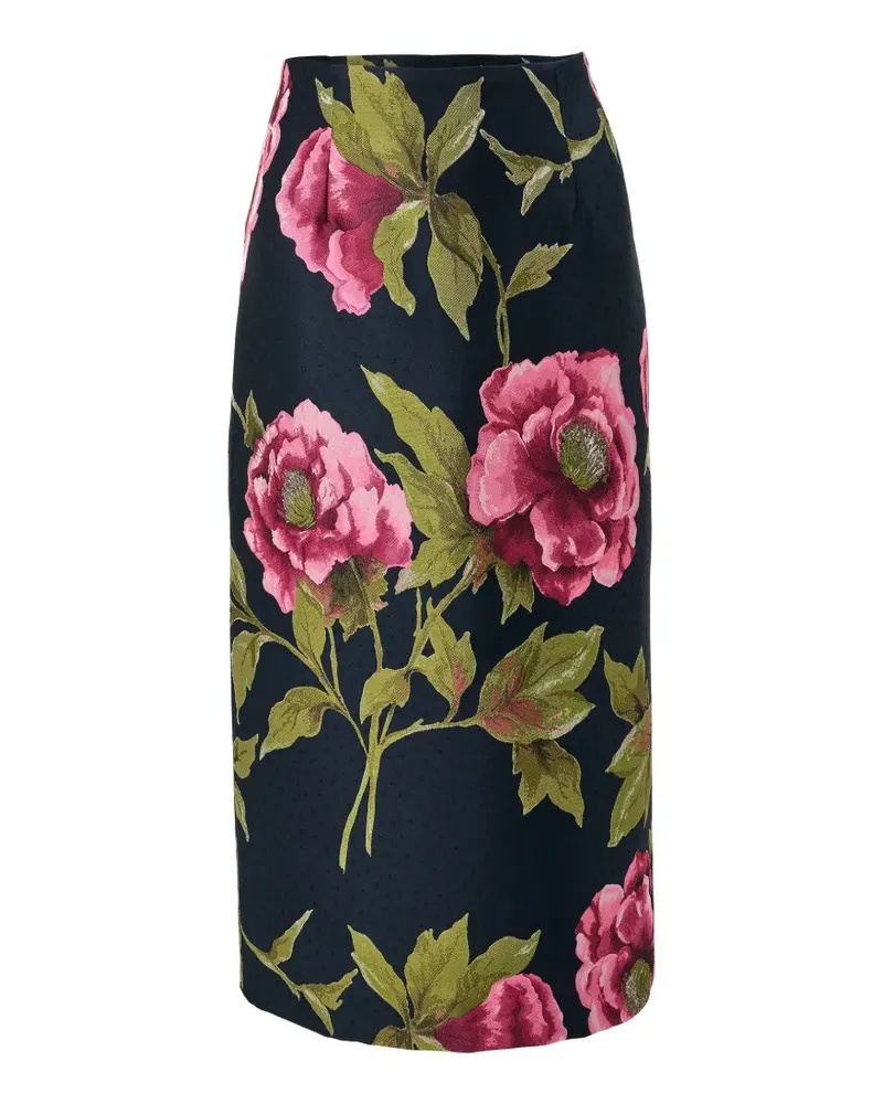 Carolina Herrera New York peony-jacquard midi pencil skirt - Blau Blau