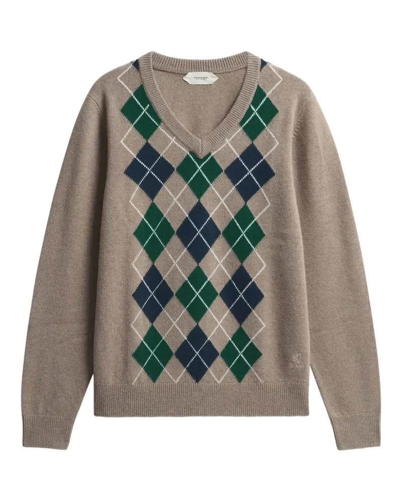 Pringle of Scotland Pullover mit V-Ausschnitt und Argyle-Muster - Nude Nude
