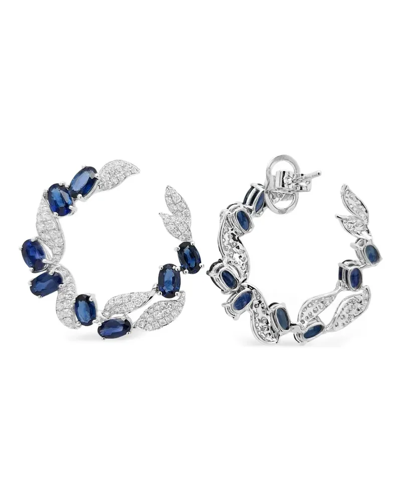 HYT Jewelry 18kt Weißgoldcreolen mit Saphir und Diamant - Silber Silber