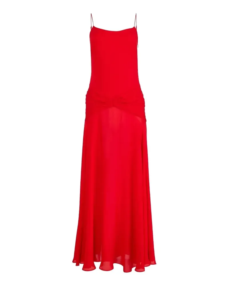 Fleur Du Mal Nina gathered spaghetti-strap maxi dress - Rot Rot