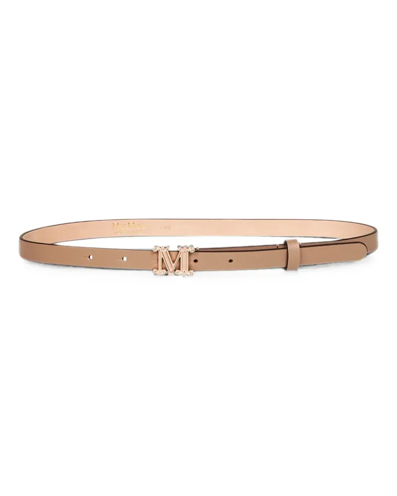Max Mara leather monogram belt - mud - Nude Nude