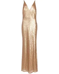 Marchesa Paillettenkleid mit V-Ausschnitt Gold