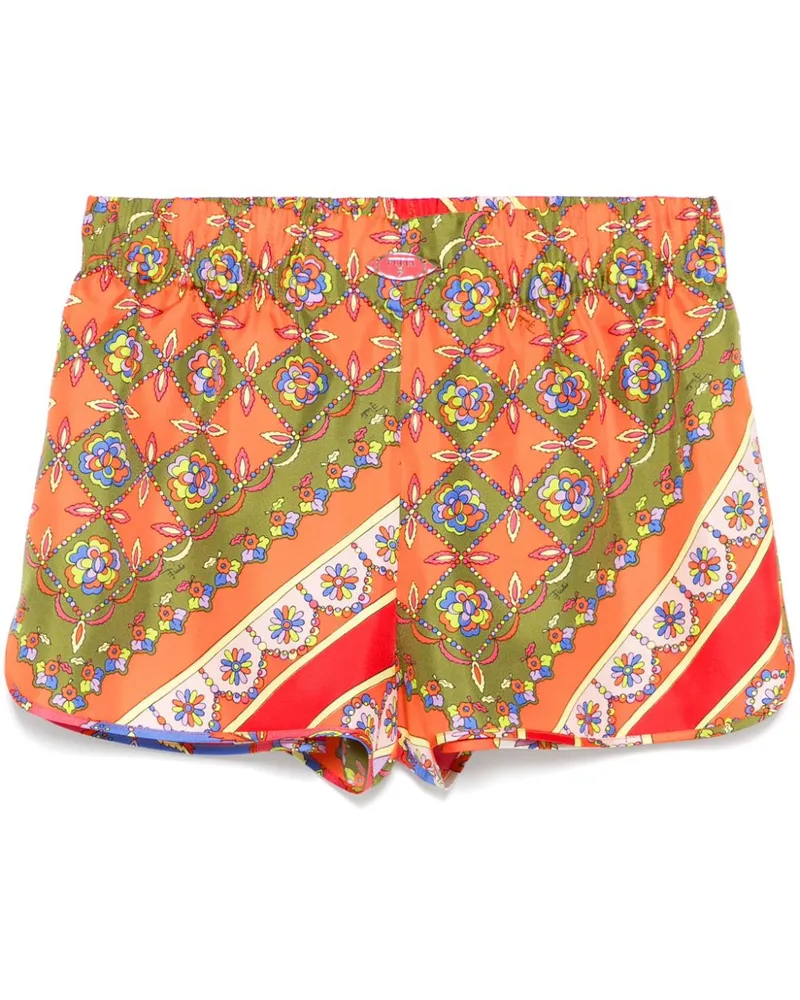 Emilio Pucci Seidenshorts mit Festa-Print - Grün Grün