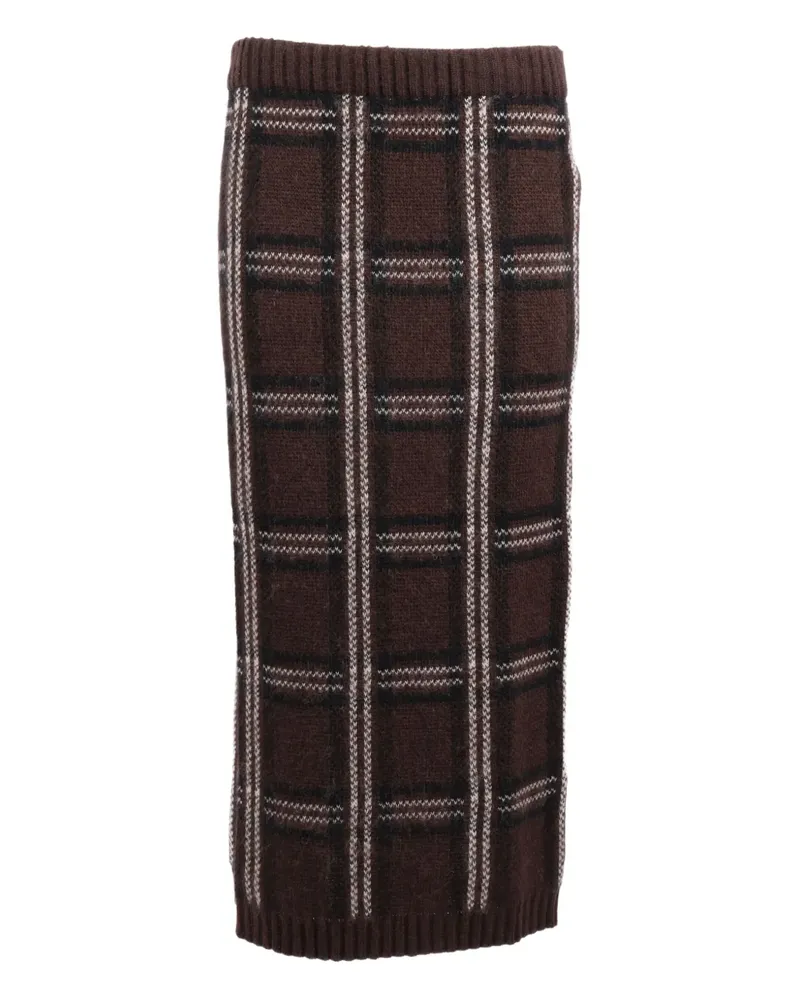 Ermanno Scervino checked-pattern maxi skirt - Braun Braun