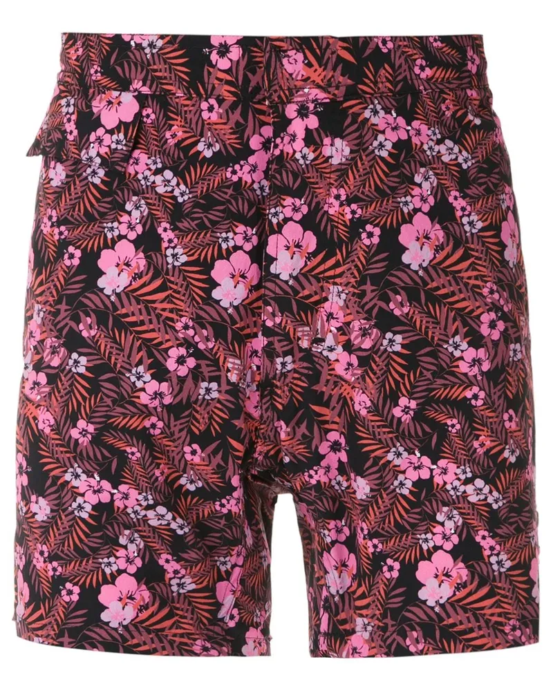 Amir Slama Badeshorts mit Blumenmuster - Schwarz Schwarz