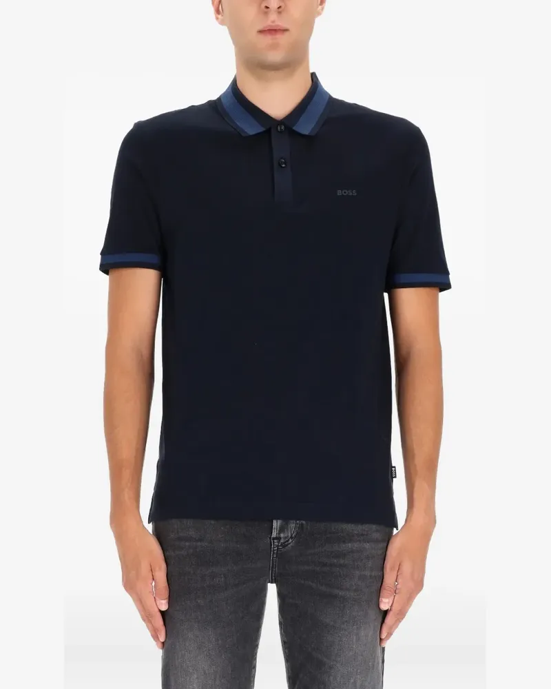 HUGO BOSS collar-trim polo shirt - Blau Blau