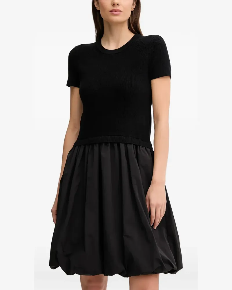 DKNY Kurzärmeliges Midikleid mit rundem Ausschnitt - Schwarz Schwarz