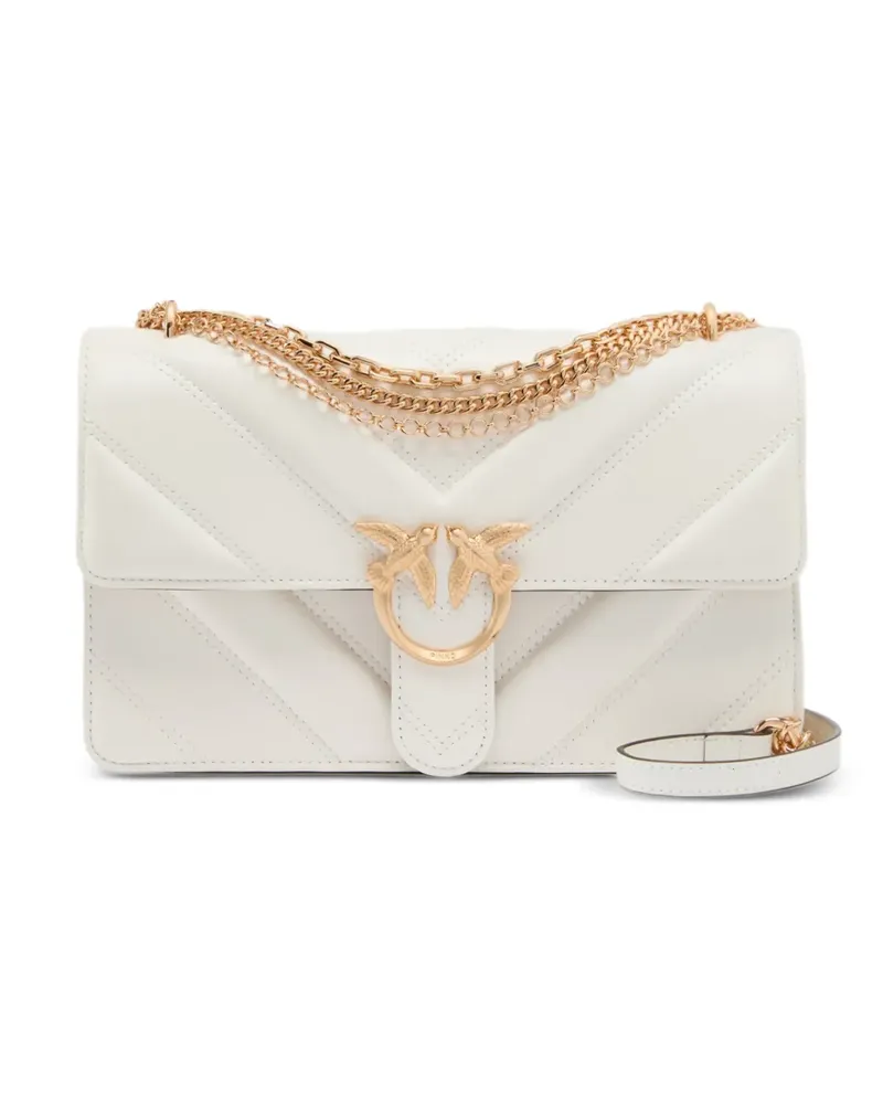 Pinko medium Love Bag One chevron chain leather shoulder bag - Weiß Weiß