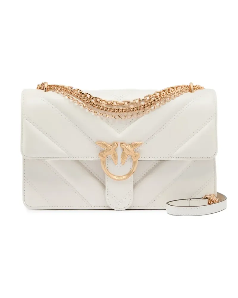 Pinko Mittelgroße Love Bag One Schultertasche mit Zickzackkette - Weiß Weiß