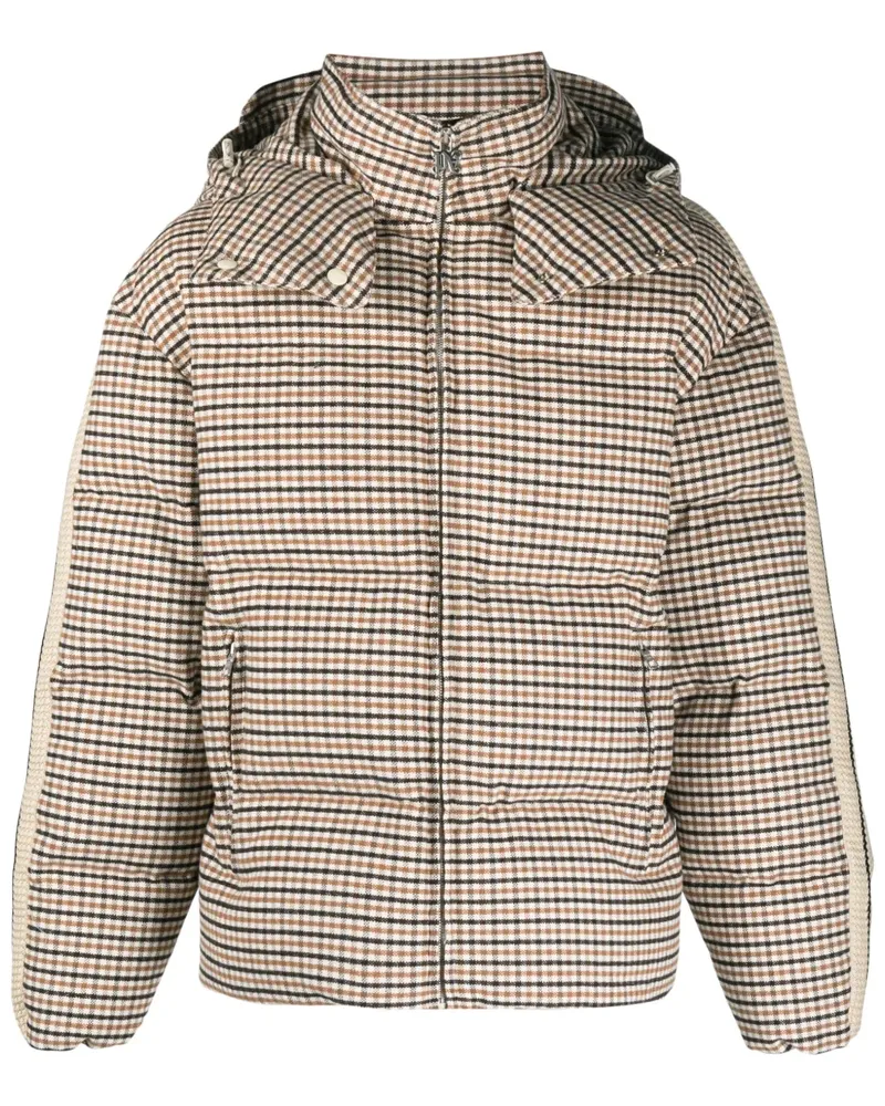 Palm Angels Gefütterte Kapuzenjacke mit Karo - Braun Braun