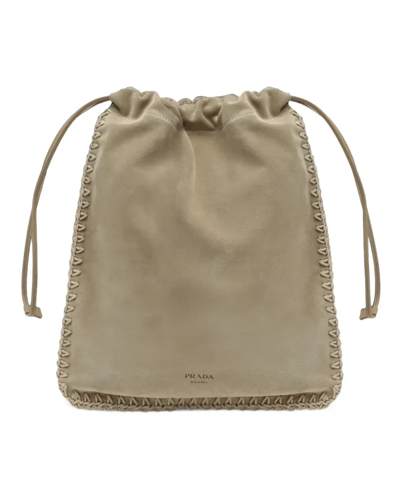 Prada Wish Clutch aus Wildleder - Nude Nude