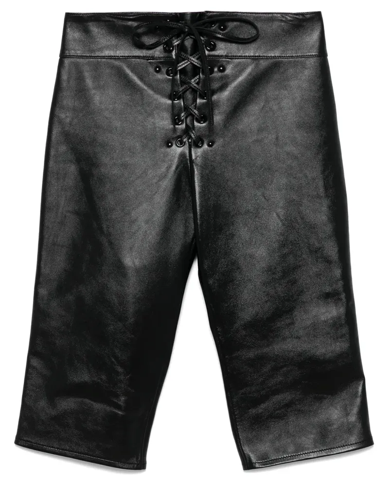 Chloé Caprihose aus Leder mit Schnürung - Schwarz Schwarz