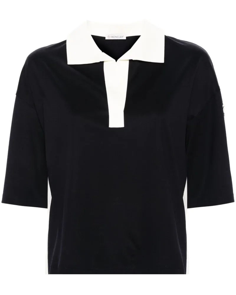 Moncler Poloshirt mit Logo-Patch - Schwarz Schwarz