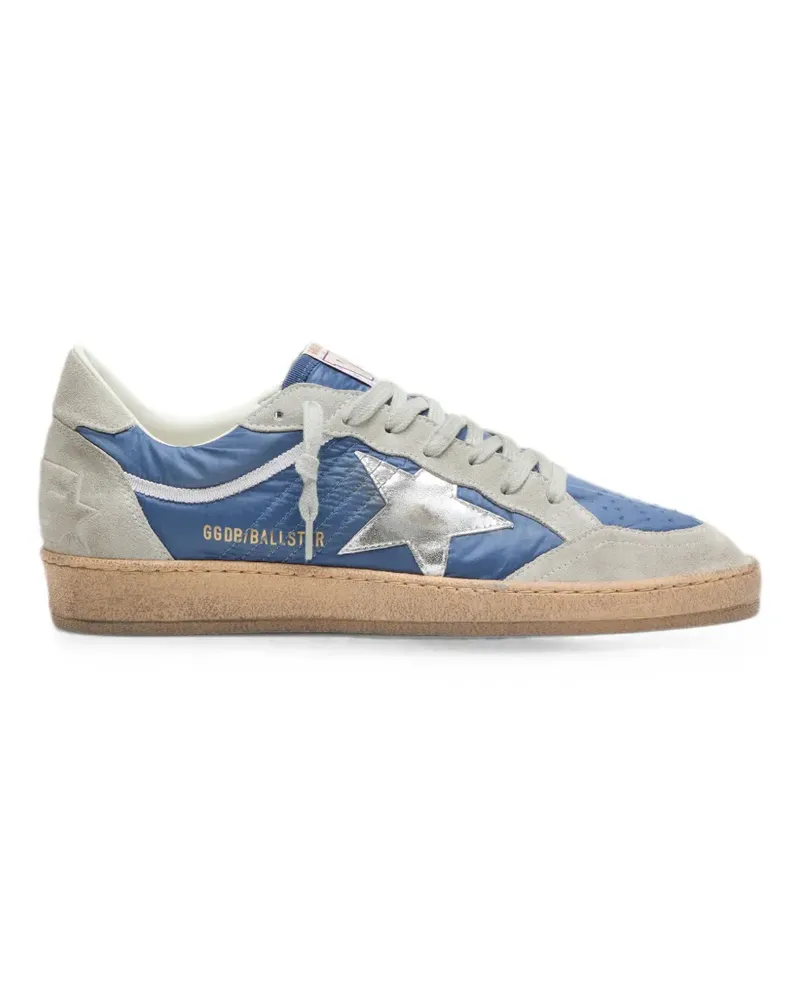 Golden Goose Ball Star Sneakers aus denim-blauem Nylon mit hellgrauen Wildledereinsätzen und silberfarbenem Lederstern Blau