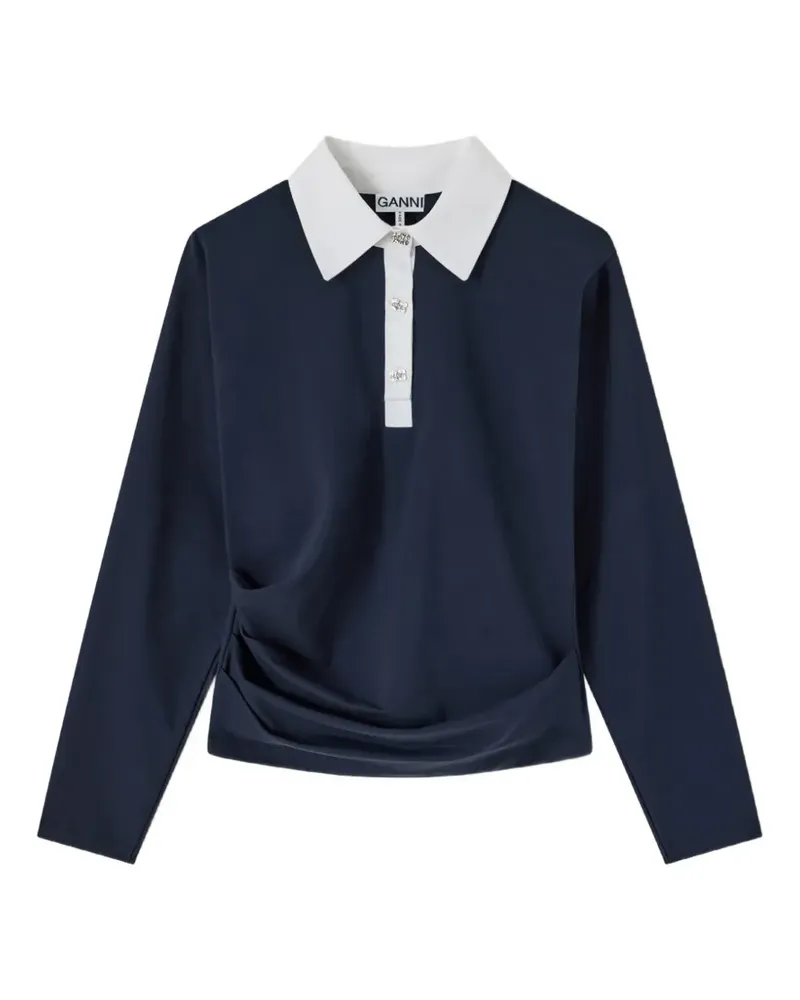 Ganni Poloshirt aus marineblauem Jersey Blau