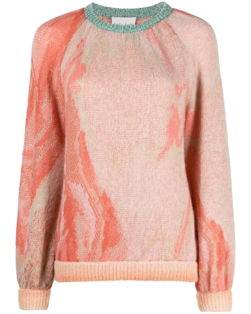 forte_forte Ausgeblichener Strickpullover Rosa