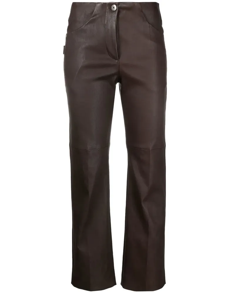 Brunello Cucinelli Lederhose mit geradem Bein - Braun Braun