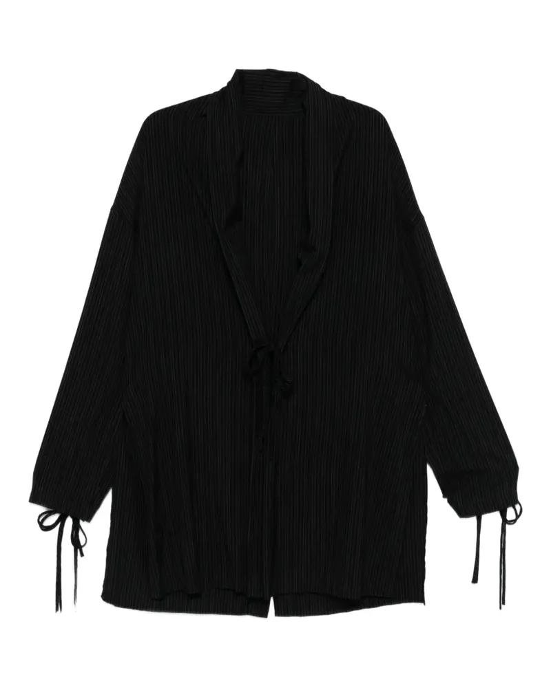 Yohji Yamamoto tie-detail coat - Schwarz Schwarz