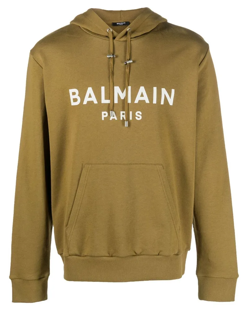 Balmain Hoodie mit Kordelzug Grün