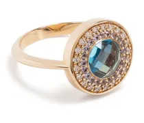 14kt Double Halo Gelbgold-Siegelring