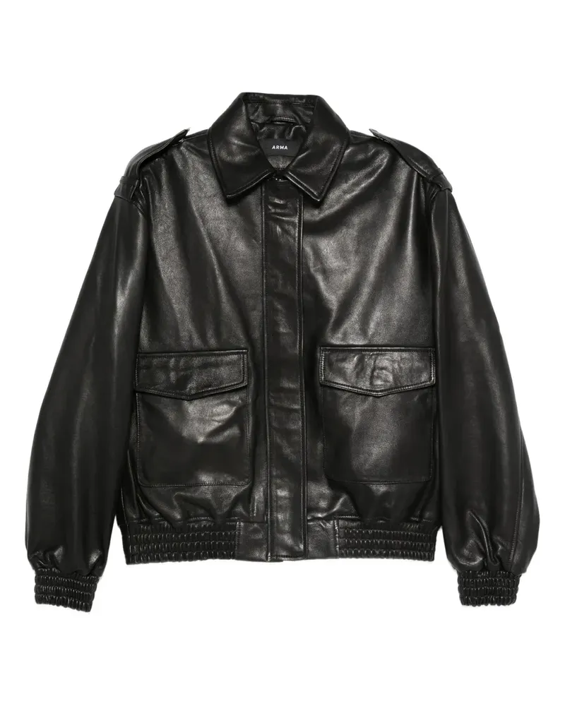 Arma leather bomber jacket - Schwarz Schwarz