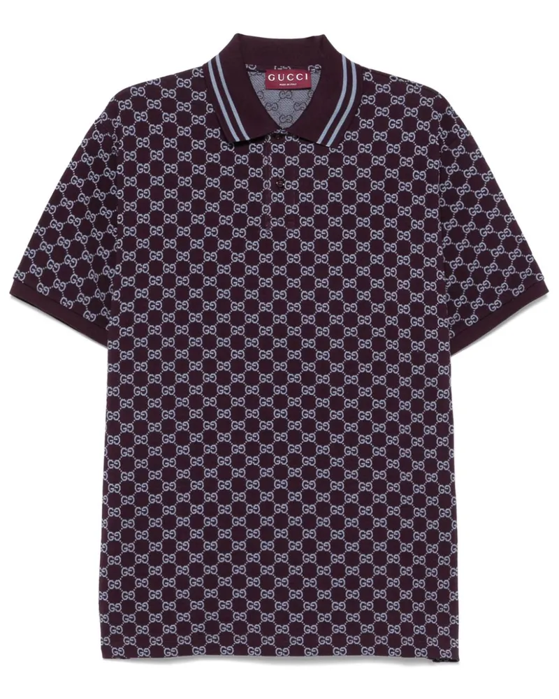 Gucci Piqué-Poloshirt mit GG-Jacquard - Violett Violett