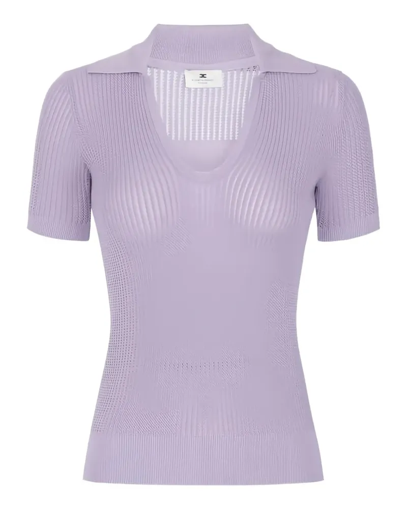 Elisabetta Franchi ribbed-knit logo-print top - Violett Violett