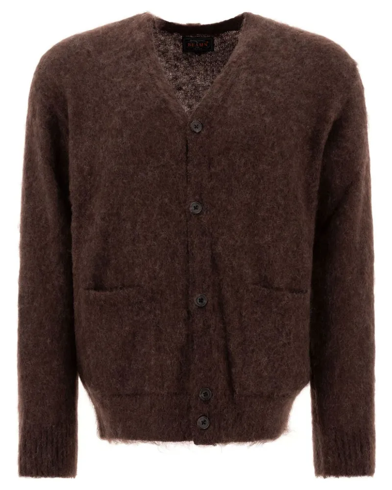 Beams Plus Mohair-Cardigan mit V-Ausschnitt - Braun Braun