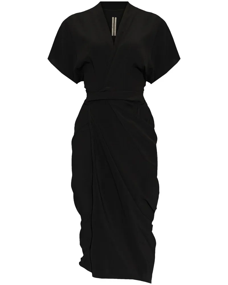 Rick Owens Gewickeltes Midikleid - Schwarz Schwarz