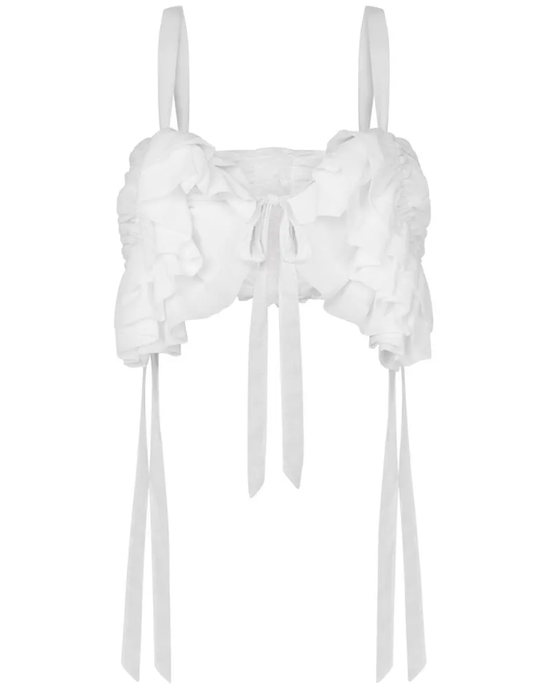 Moschino Cropped-Top mit Rüschendetail - Weiß Weiß