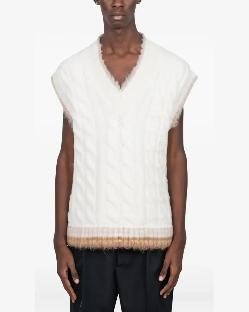 Lacoste Pullover mit Zopfmuster - Weiß Weiß
