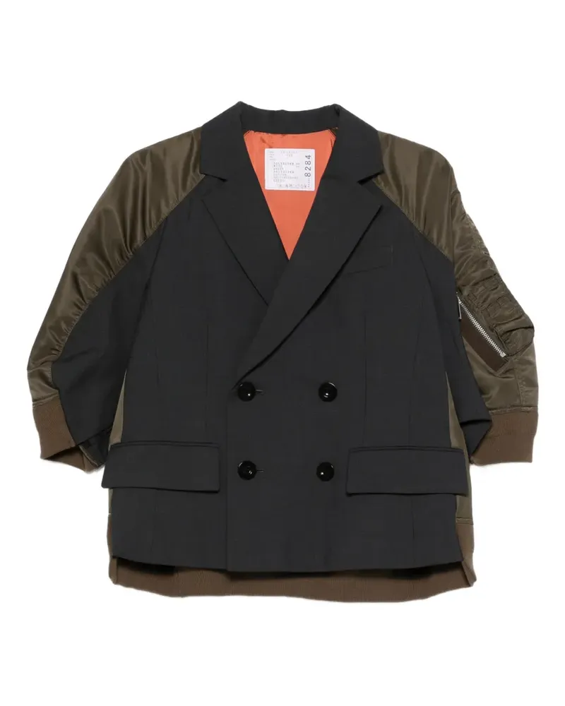 Sacai double-breasted panelled jacket - Grau Grau